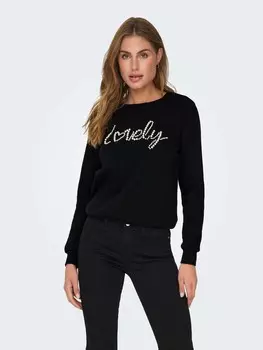 Блуза Only ONLAMY LIFE L/S O-NECK PEARL SWT, черный