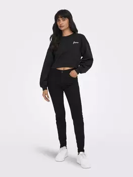 Блуза Only ONLODESSA L/S SHORT O-NECK CC SWT, черный
