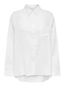Блуза ONLY Oversized Basic Hemd Leinen Business Shirt ONLTOKYO, белый