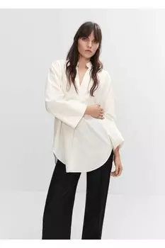 Блуза Oversize с V-образным вырезом Mango, белый
