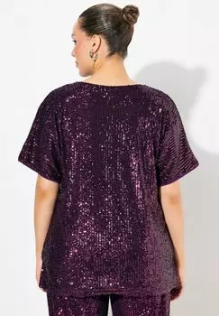 Блуза PAILLETTES COL EN V ET MANCHES COURTES Ulla Popken, розовый