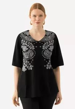 Блуза PAISLEY MOTIF SHORT SLEEVE Ulla Popken, черный