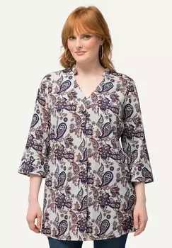 Блуза PAISLEYMUSTER V AUSSCHNITT STEHKRAGEN 3/4 ARM Ulla Popken, белый