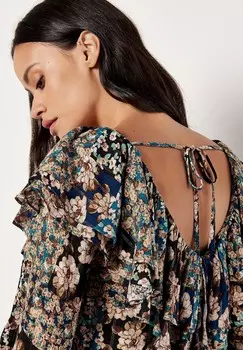 Блуза PATCHWORK FLORAL Apricot, бирюзовый