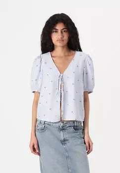 Блуза PCFIONNA BINDING Pieces, синий