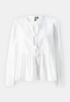 Блуза PCJOLLY O NECK TIE Pieces, белый