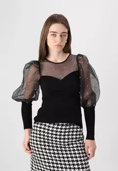 Блуза PEARL PUFF SLEEVE KARL LAGERFELD, черный
