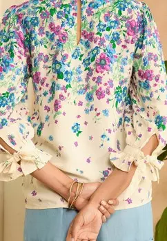 Блуза PLACEMENT SHIRRED CUFF REGULAR FIT Love & Roses, бежевый