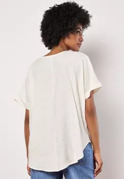 Блуза PLEAT DETAIL V-NECK Apricot, белый