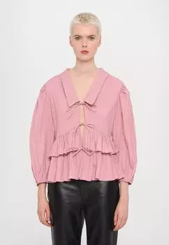 Блуза PLEATED BALLOON SLEEVE TIE Stine Goya, розовый