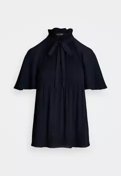 Блуза PLEATED GEORGETTE BLOUSE Ralph Lauren, синий