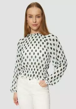 Блуза PLISSIERTE CHIFFON MIT PUNKTEMUSTER QS, кремовый