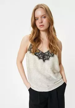 Блуза POLKA DOTTED SPAGHETTI STRAPPY TANK Koton, черный