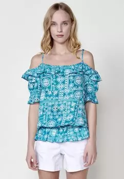 Блуза PRINTED Koroshi, бирюзовый