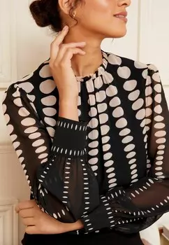 Блуза PRINTED RUCHED NECK Love & Roses, черный