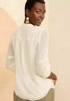 Блуза PRINTED V NECK 3/4 SLEEVE HARDWARE, REGULAR FIT Love & Roses, белый