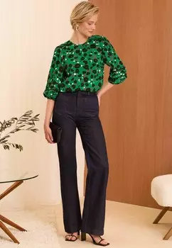 Блуза PUFF SLEEVE TRIM DETAIL REGULAR FIT Love & Roses, зеленый