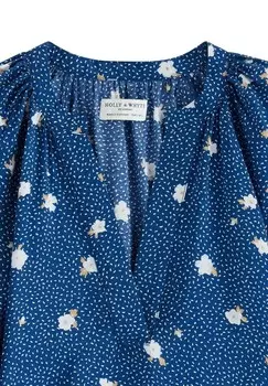 Блуза PUFF SLEEVES Lindex, темно-синий