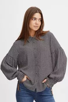 Блуза PULZ Jeans Langarm PZSAVINO Shirt, черный