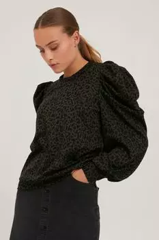 Блуза PULZ Jeans Langarmshirt, зеленый