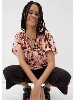 Блуза QS Bluse kurzarm, цвет Mehrfarbig-orange