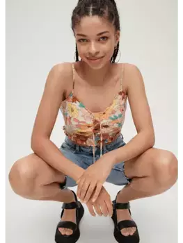 Блуза QS keine rmellnge, цвет beige-mehrfarbig