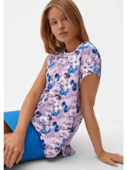 Блуза QS kurzarm, цвет lila-mehrfarbig