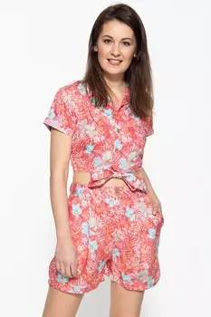 Блуза Queen Queen mit tropischem Muster, красный