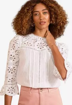 Блуза REGULAR FIT - BRODERIE 3/4 SLEEVE CREW NECK Love & Roses, белый