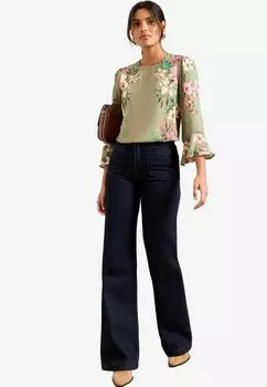 Блуза REGULAR FIT DETAIL CREW NECK FLUTE SLEEVE Love & Roses, зеленый