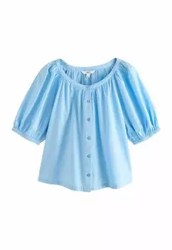 Блуза REGULAR FIT -EMBROIDERED PUFF SHORT SLEEVE Next, синий