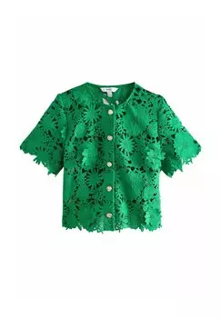 Блуза REGULAR FIT - FLORAL SHORT SLEEVE Next, зеленый