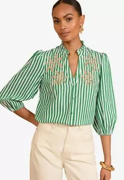 Блуза REGULAR FIT PIE CRUST DETAIL 3/4 SLEEVE Love & Roses, зеленый