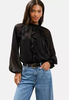 Блуза REGULAR FIT - RUFFLE TRIM DOBBY Lipsy, черный