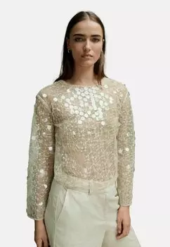 Блуза REGULAR FIT SHEER SEQUIN LONG SLEEVE Next, бежевый