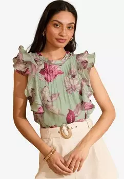 Блуза REGULAR FIT - SHORT SLEEVE RUFFLE PINTUCK Love & Roses, зеленый