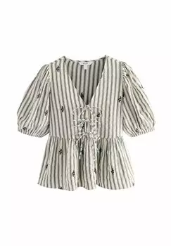 Блуза REGULAR FIT - TIE FRONT PEPLUM Next, черный