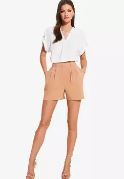Блуза REGULAR FIT UTILITY V NECK SHORT ROLL SLEEVE Lipsy, белый