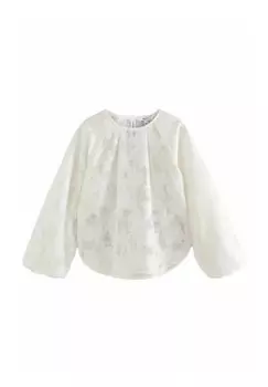 Блуза REGULAR FIT - VOLUME SLEEVE FLORAL GRID Next, белый