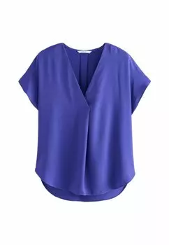 Блуза RELAXED FIT SHORT SLEEVE OVERHEAD V-NECK Next, синий