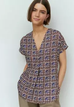 Блуза RELAXED FIT SHORT SLEEVE OVERHEAD V-NECK Next, синий