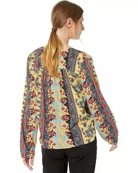 Блуза Roper Baroque Floral Print Poly Crepe Wrap Front Blouse, синий