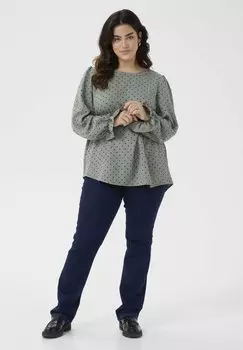 Блуза ROUND NECK PRINTED Kaffe Curve, черный