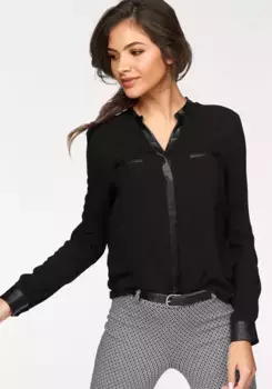 Блуза-рубашка AJC с деталями из искусственной кожи, черный