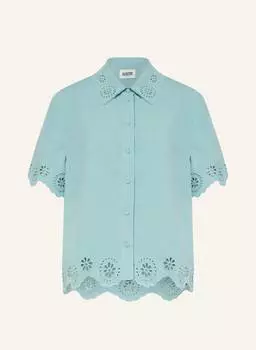 Блуза рубашка CLAUDIE PIERLOT mit Leinen und Lochstickereien, зеленый