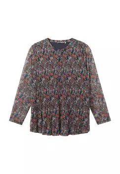 Блуза-рубашка, Henley, рукав 7/8, женская Tom Tailor, цвет Navy Small