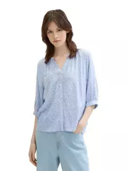 Блуза-рубашка из джинсовой ткани TOM TAILOR с объемными рукавами Tom Tailor Denim, синий