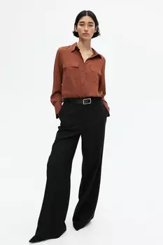 Блуза рубашка из крепа H&M, коричневый