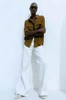 Блуза рубашка из крепа H&M, зеленый