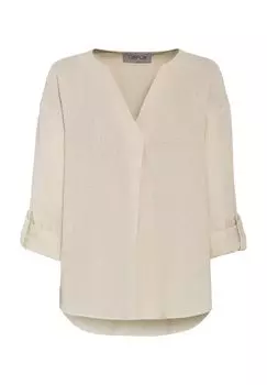 Блуза-рубашка из льна, рукав 3/4, V-образный вырез, женская CARTOON, цвет Pumice Stone